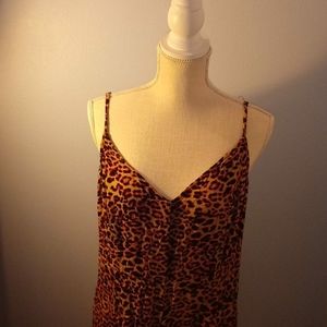 Leopard print thin strap jumpsuit